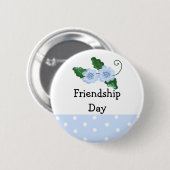 Ventig Blue Floral Friendship Day Ronde Button 5,7 Cm (Voorkant /achterkant)