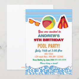 Ventilator ball-kleefpottenbakken Pool party Invit Kaart