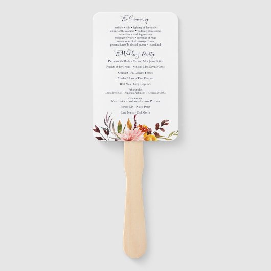 Ventilator BHO Floral trouwprogramma Handwaaier (Achterkant)