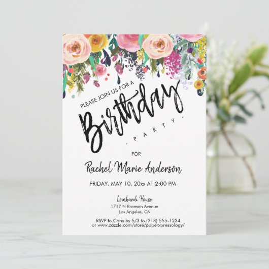 Ventilator bloemen animatiescript Birthday Party p Kaart (Staand voorkant)