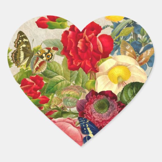 ventilator Bouquet met Butterflies Hart Sticker (Voorkant)