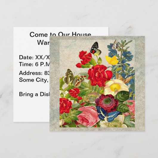  ventilator Bouquet met Butterflies Kaart (Voorkant / Achterkant)