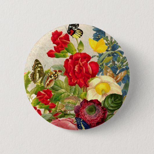  ventilator Bouquet met Butterflies Ronde Button 5,7 Cm (Voorkant)