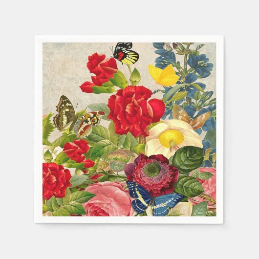  ventilator Bouquet met Butterflies Servetten (Voorkant)