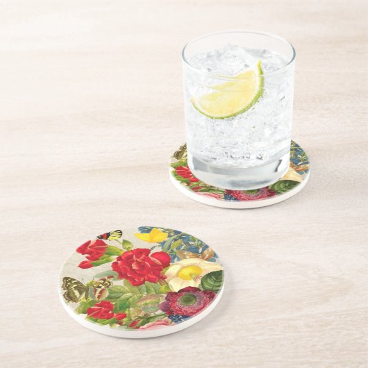  ventilator Bouquet met Butterflies Zandsteen Onderzetter (Zijkant)