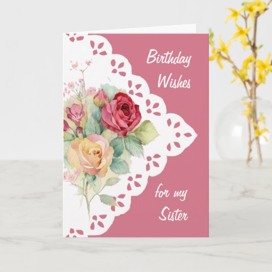 ventilator Bouquet voor zuster Birthday Kaart (Gele Bloem)