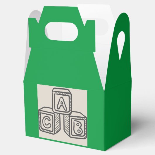 Ventilator box, groen met alfabet Blocks Baby show Bedankdoosjes (Geopend)