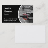 Ventilator die een warm hoefijzer met pincs vastho visitekaartje (Voorkant / Achterkant)