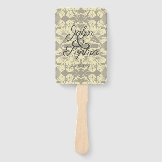 Ventilator en grijze Floral bruiloft Handwaaier (Voorkant)