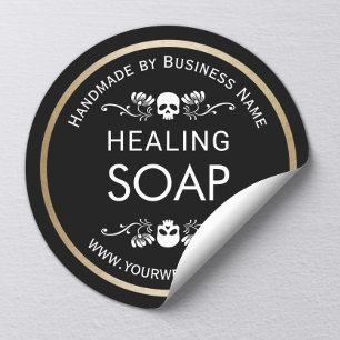  ventilator en schedel Handgemaakte koelzeep Ronde Sticker