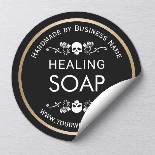 ventilator en schedel Handgemaakte koelzeep Ronde Sticker