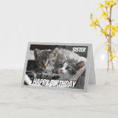 Ventilator hart zuster Birthday Cat Animal Kaart (Gele Bloem)