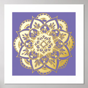 ventilator Mandala Lavender Gold Foil Art Afdrukk Folie Afdrukken