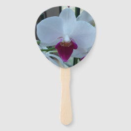 Ventilator met witte en paarse orchidee handwaaier