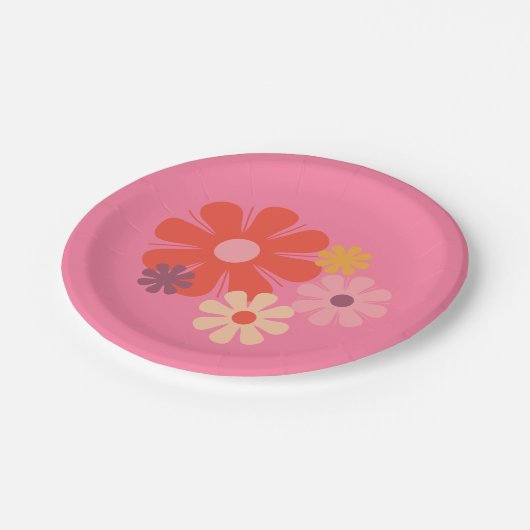 Ventilator minimalistisch flessenpatroon roze papieren bordje (Gekanteld)