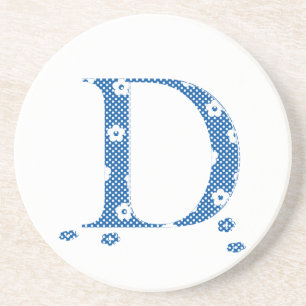 Ventilator patterned Letter D (blauw en stip) Zandsteen Onderzetter