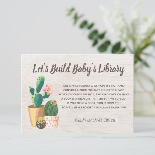 Ventilator Rustic Cactus Book for Baby Insert Kaart (Staand voorkant)