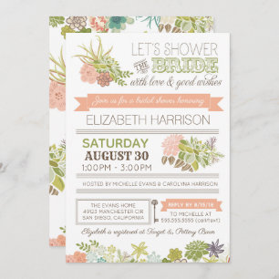 Ventilator Succulent Bridal Shower Uitnodiging