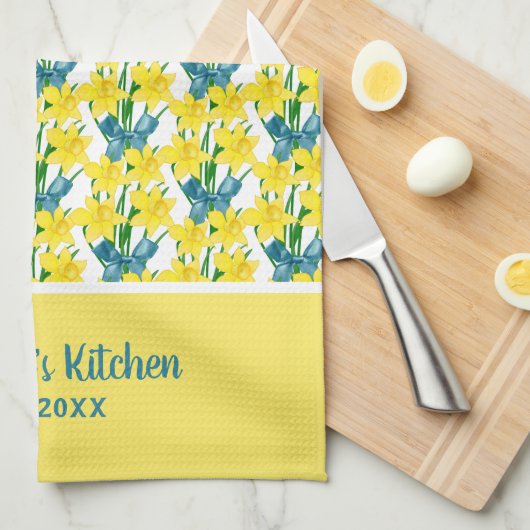 Ventilator van geel deffodils theedoek (Quarter Fold)