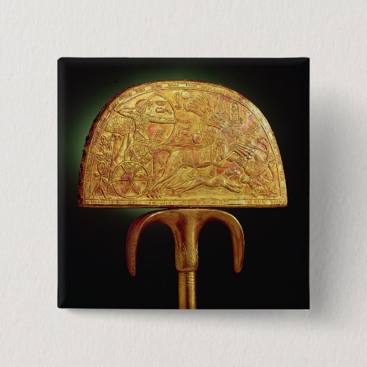 Ventilator van struisvogels, van Tutankhamun Vierkante Button 5,1 Cm (Voorkant)