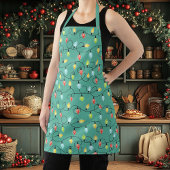 Ventilator voor feestdagen met kerstlampjes met to schort