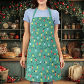 Ventilator voor feestdagen met kerstlampjes met to schort