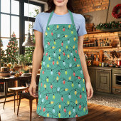 Ventilator voor feestdagen met kerstlampjes met to schort