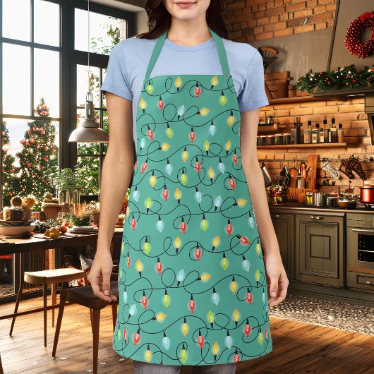 Ventilator voor feestdagen met kerstlampjes met to schort