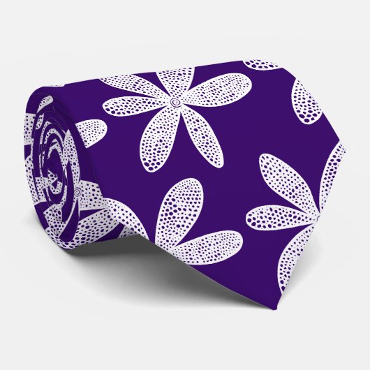  ventilator - Wit op Diep Violet Stropdas (Opgerold)