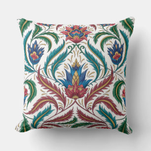 Ventilatorbladeren Floral Faux Tapestry Red Blue Kussen