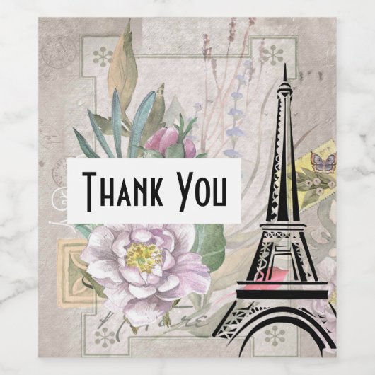  ventilatorcollage & eltoren Hartelijk dank Wijn Etiket (Enkel label)