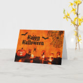 Ventilatoren en spinnen in Oranje en zwart Hallowe Kaart (Gele Bloem)