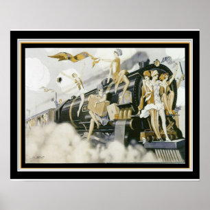 "Ventilatoren nemen de trein" Art Deco 16 x 20 Poster