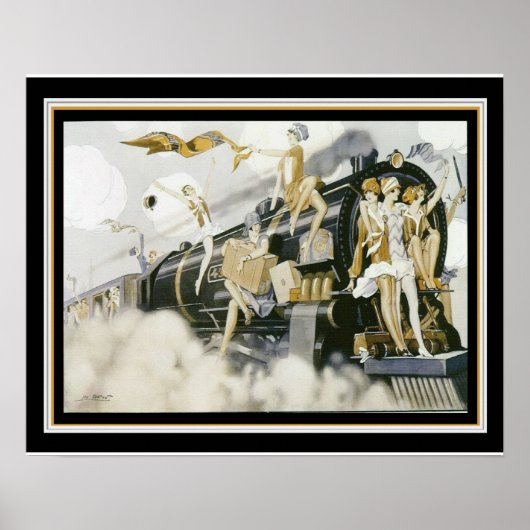 "Ventilatoren nemen de trein" Art Deco 16 x 20 Poster (Voorkant)
