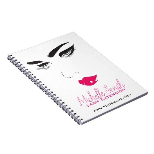 Ventilatoren roze lippen Lash Extensions Notitieboek (Rechterzijde)