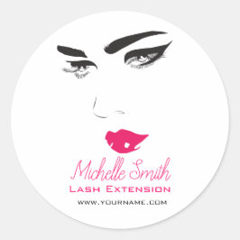 Ventilatoren roze lippen Lash Extensions Ronde Sticker