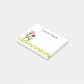 Ventilatoren van roze en roze tulpen post-it® notes (Schuin)