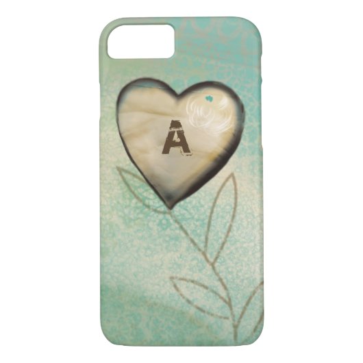  ventilatorhart Blauwgroen met monogram Initiaal Case-Mate iPhone Case (Achterkant)