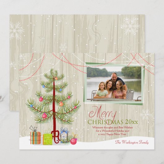 Ventilatorkaart met kerstboomplank feestdagenkaart (Voorkant / Achterkant)