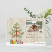 Ventilatorkaart met kerstboomplank feestdagenkaart (Staand voorkant)