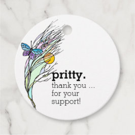 Ventilatorlabels met vlindervelden bedankjes labels