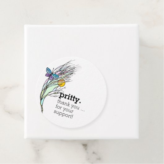 Ventilatorlabels met vlindervelden bedankjes labels (In situ)