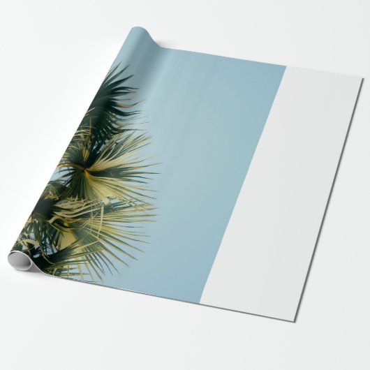 Ventilatorpalm onder blauwe hemel cadeaupapier (Uitgerold)