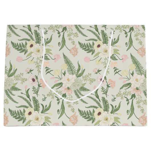 Ventilatorpatroon met groene tuinvloer groot cadeauzakje (Voorkant)