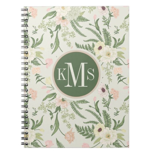 Ventilatorpatroon met groene tuinvloer notitieboek (Voorkant)