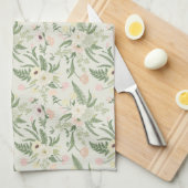 Ventilatorpatroon met groene tuinvloer theedoek (Quarter Fold)