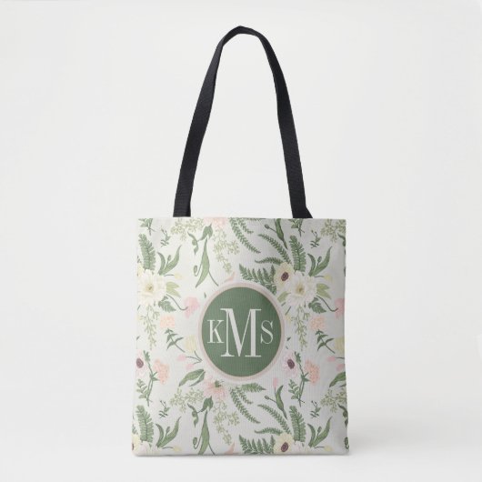 Ventilatorpatroon met groene tuinvloer tote bag (Voorkant)