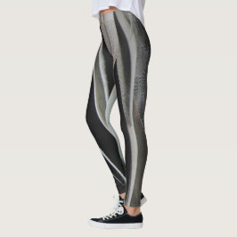 Ventilatorpatroon Wilde vogel Grijze strepen Leggings