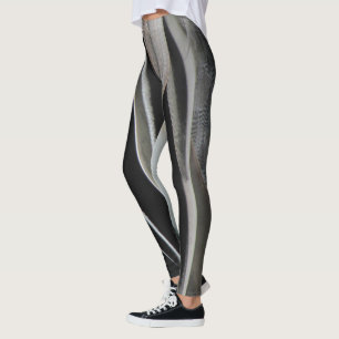 Ventilatorpatroon Wilde vogel Grijze strepen Leggings