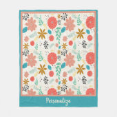  ventilatorpatroon Zee Groen en Zalm Fleece Deken (Voorkant)